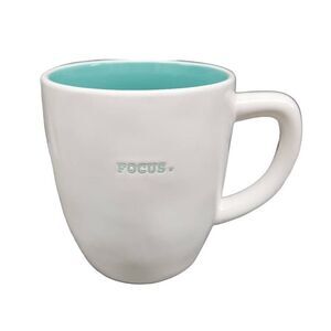 Rae Dunn Teal White Focus Coffee Mug